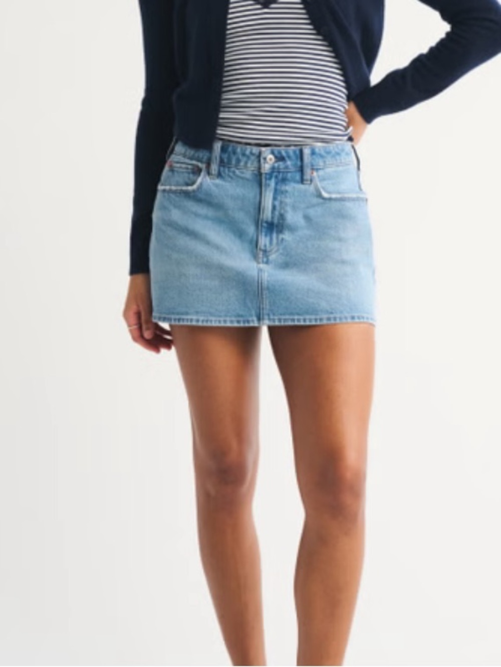 Abercrombie & Fitch Curve Love Mid Rise Dark Blue Mini Skirt